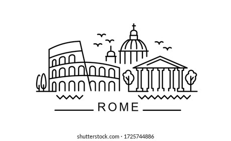 city of Rome in outline style on white background