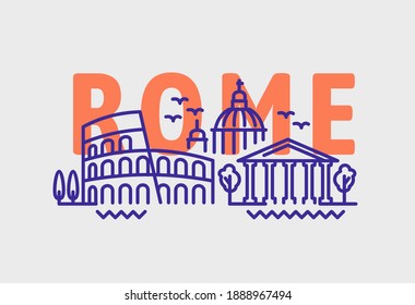 city of Rome in outline style on white background