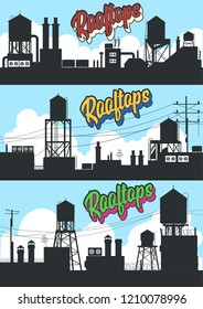 City Rooftops Set of Vector Silhouettes
