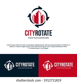 City rotate vector logo template. This design use arrow symbol. Suitable for renew, recycle, environment and other.