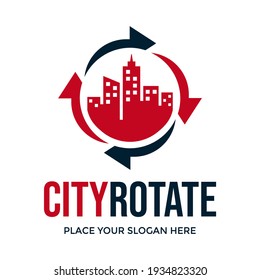 City rotate vector logo template. This design use arrow symbol. Suitable for renew, recycle, environment and other.