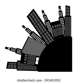 city round with builds icon, vector illustraction design image