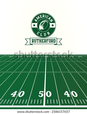 City of Rutherford Stamp, American Football green field, Vector Illustration Abstract Editable image, Social Media Post