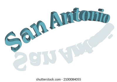 The city of San Antonio text with shadow set over a white background