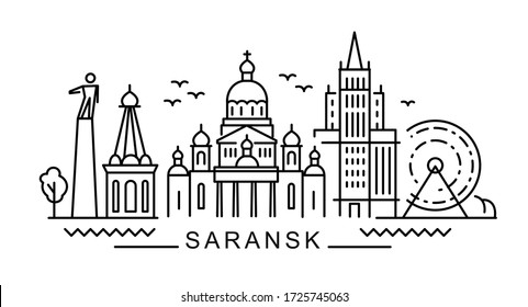 ciudad de Saransk en forma de esquema sobre blanco 