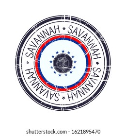 City of Savannah, Georgia postal rubber stamp, vector object over white background