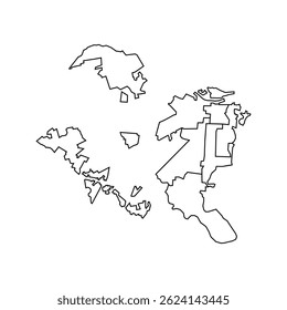 Cidade de Savannah, Geórgia, Estados Unidos da América mapa fundo com distritos. Estados Unidos da América mapa isolado no fundo branco. Mapa de ilustração vetorial