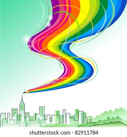 City Scape - Abstract Rainbow Pencil Series