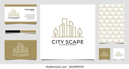 city scape building real estate logo design and business card