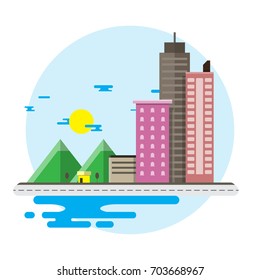 City scape , flat scene design