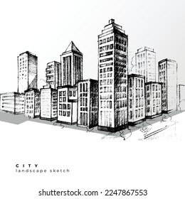 City scape free hand drawing. Vector and illustration