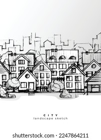 City scape hand drawing. Vector illustration