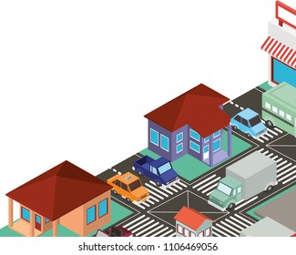 city scape isometric scene