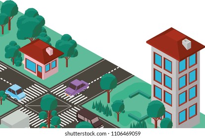 city scape isometric scene