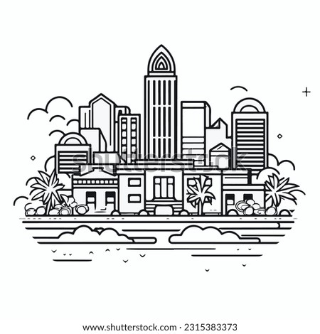 city scape logo icon. skyscraper lineart icon. beautyful city illustration logo