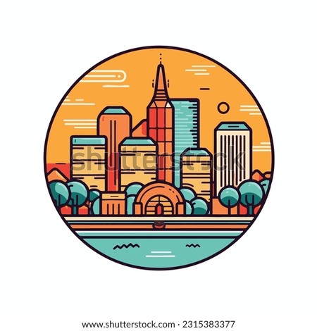 city scape logo icon. skyscraper lineart icon. beautyful city illustration logo
