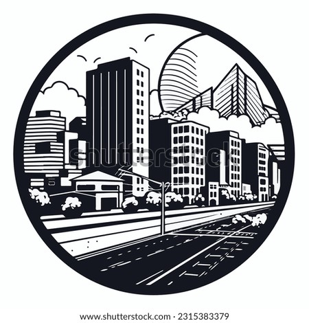 city scape logo icon. skyscraper lineart icon. beautyful city illustration logo