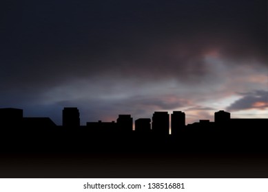 City scape at sunset. Vector illustration