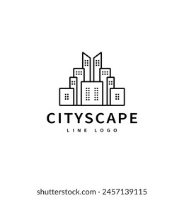 city scape vector illustration line art logo design for building  2