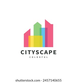 city scape vector illustration overlay logo design for building