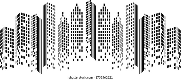 City scene on night time. Urban landscape. City skyline vector illustration.