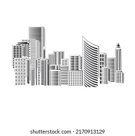 City Scene Vector Illustration Black White Stock Vector (Royalty Free ...