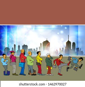 City scene witch cartoon characters - vector background