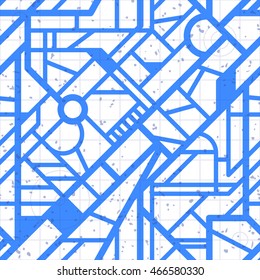 City scheme seamless pattern. Drawing style. Urban texture for your design. Vector background with grid.