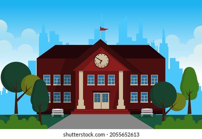 City School Building Study Learning Education Vector Illustration