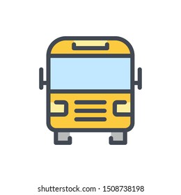 City and School Bus color line icon. Shuttle transport vector outline colorful sign.