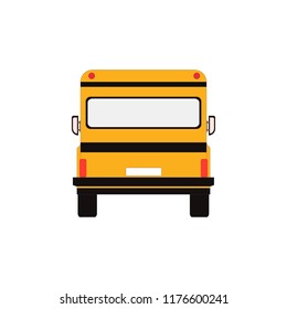 City school bus and vehicle transportation city. Vector illustration back view
