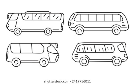 City, school bus.Passenger transportation.Thin line style.School vehicle.Travel trip bus icon.Hand drawn vector illustration. 