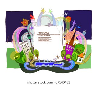 City and screen for text