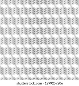 City seamless pattern, 3D building, urban background. Vector illustration