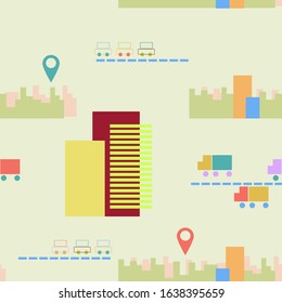 City seamless pattern. Build and car vector. Concept for decorate, greeting card, poster, banner and background.