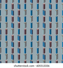 City seamless pattern. Isometric buildings 3d low poly. Vector illustration.