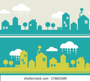 City seamless pattern. Vector illustration.