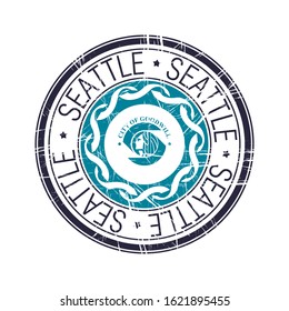 City of Seattle, Washington postal rubber stamp, vector object over white background