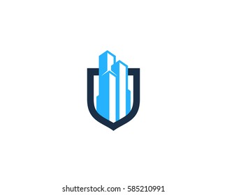 City Security Shield Logo Design Element