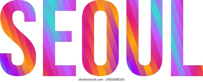 City of Seoul text design with colorful vibrant transition effect
