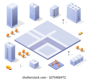 City set modern skyscraper building for Urban cityscape, house design town, architecture the home estate construction. Graphic vector illustration.