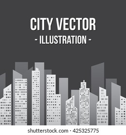 City in Shades of Gray Vector Illustration