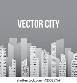 City in Shades of Light Gray Vector Illustration