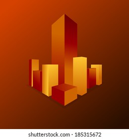 City Shapes With Orange Background