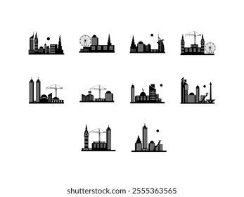 City Shilhouette Design Element Set