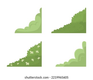 City shrubbery semi flat color vector objects set. Editable elements. Full sized items on white. Urban greenery care simple cartoon style illustrations collection for web graphic design and animation