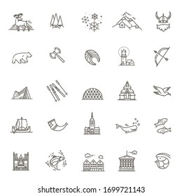 City sights vector icons. Norway landmark.