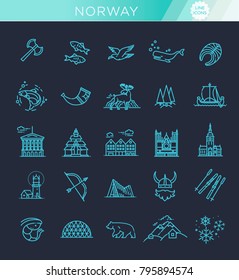 City sights vector icons. Norway landmark.