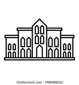 Icono de turismo urbano. Símbolo del vector de visitas guiadas de la ciudad de contorno para diseño web aislado en fondo blanco