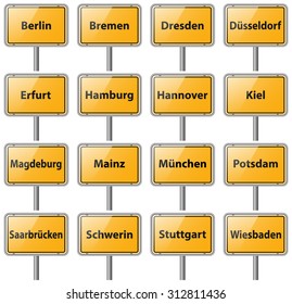 city sign germany capitals vector set